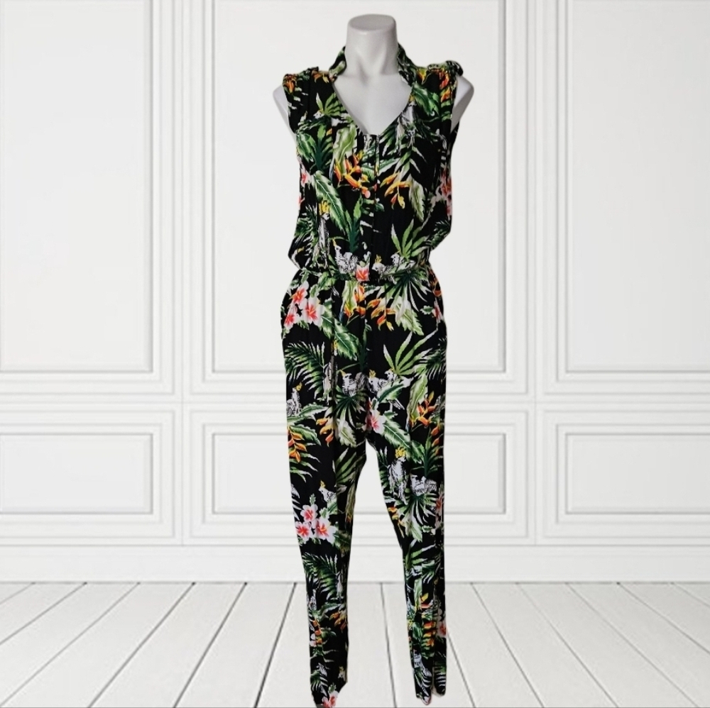 Ruby Rocks Tropical Print Jumpsuit MEDIUM - Picture 2 of 6